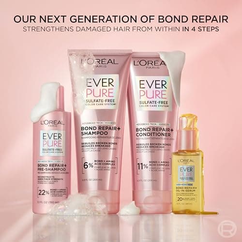 L'Oreal Paris Sulfate Free Bond Repair+ Shampoo and Conditioner Set with Bond + Amino Acid Complex, Strengthens and Repairs Damaged or Color Treated Hair, EverPure, 13.6 Fl Oz Set (Packaging May Vary) — view 3