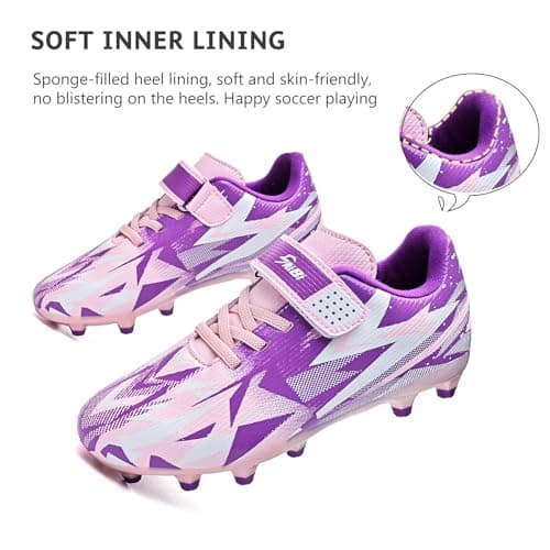 Irtaru Boys Girls Soccer Cleats Kids Soccer Shoes for Little/Big Kid Outdoor Indoor Firm Trainning Ground Athletic 10 Toddler Pink — view 2
