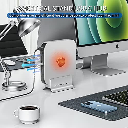 USB C Hub, Minisopuru Mac mini Dock Support M.2 NVMe/SATA SSD, 5 in 1 Stand & Docking Station Accessories with 2 USB C 10Gbps Data, TF& SD, M.2 SSD(Not Included) — view 4