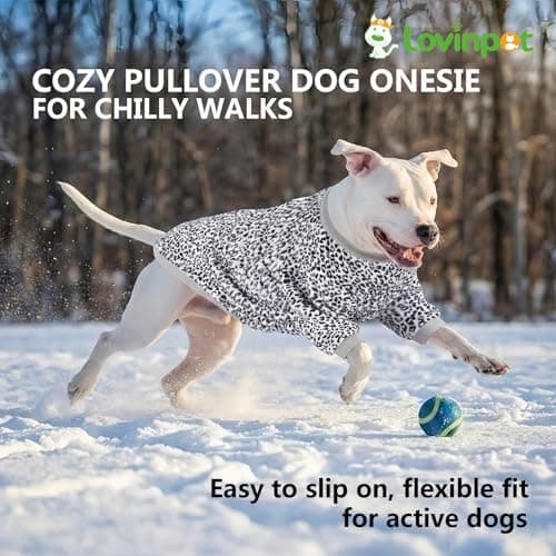 LovinPet Soft Dog Flannel Coat for Large Dogs, Warm Winter Coat with Front Sleeves, Back Zipper, Cozy Coverage for Short-Hair Breeds, Simple Black White Leopard Prints, XXL — view 2