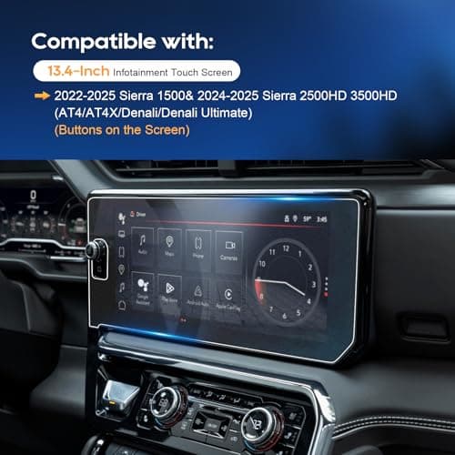 LFOTPP 13.4 Inch AG Tempered Glass Screen Protector for 2022-2025 GMC Sierra 1500, 2500HD, 3500HD (AT4/AT4X/Denali/Denali Ultimate) with Buttons on the Screen, Matte, Anti-Glare, 1 Count