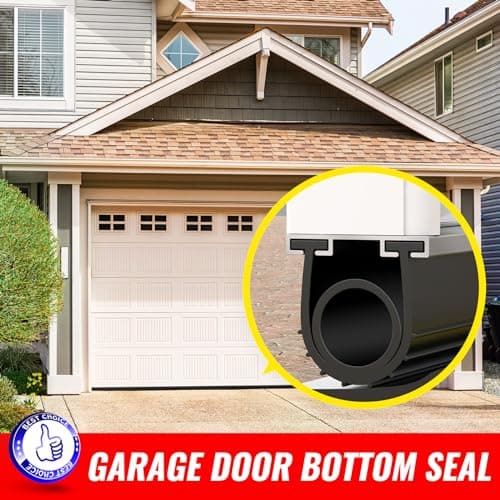 Jin&Bao Garage Door Seal Bottom Rubber Weather Stripping with 2 End Plugs, Weatherproof Seal Replacement Strip Dust & Pest Proof Threshold Buffering Garage Door Sweep,5/16" T-End (10FT, Black) — view 5