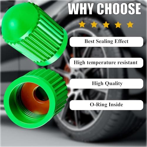 MEAJOO 30PCS Tire Valve Stem Caps, Corrosion Resistant, with O Rubber Ring, Airtight Seal Heavy Duty Dustproof Tire Valve Stem Covers for Cars, SUV, Trucks, Bikes, Motorcycles, Bicycles(Green) — view 5