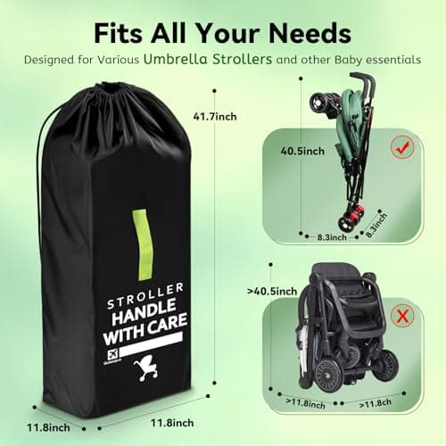 Guiseapue Umbrella Strollers Bag for Airplane Travel Bag for Air Travel, Stroller Cover Accessories Fits Most Single Umbrella Baby Strollers, Christmas Baby Shower Gifts, Flying Essentials — view 3