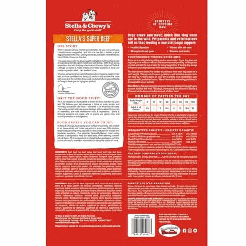 Stella & Chewy’s Freeze Dried Raw Dinner Patties – Grain Free Dog Food, Protein Rich Stella’s Super Beef Recipe – 708g Bag