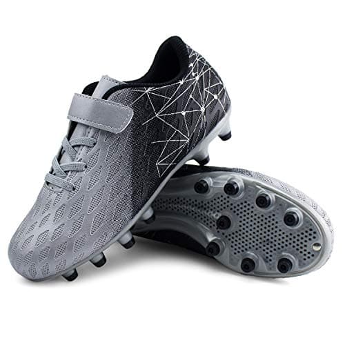brooman Kids Firm Ground Soccer Cleats Boys Girls Athletic Outdoor Football Shoes(3,Silver) — view 3