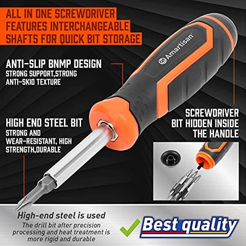 Amartisan 18-in-1 Multi-bit Screwdriver Set Tool All in One, Portable Multi-Purpose Screwdriver, Slotted/Philips/Pozi/Torx/Square,Nut Driver — view 2