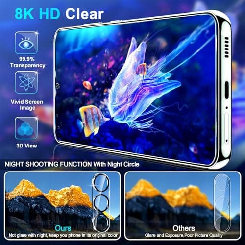 firtstnow 3 Pack for Samsung Galaxy S25 Screen Protector Tempered Glass + 3 Pack Camera Lens Protector, Military Grade Shatterproof, 9H Hardness, Fingerprint Unlock, Case Friendly 6.2 Inch — view 2