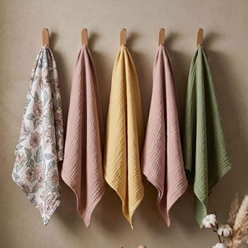 Muslin Receiving Blankets, Neutral Blanket Swaddling for Newborn Boys and Girls, 5 Pack Breathable and Skin-Friendly Swaddle Wrap for Infant Baby (Pink Flower) — view 2
