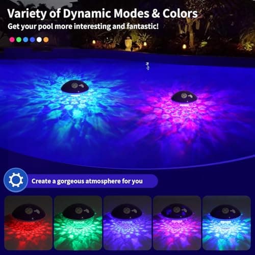 Blufree Floating Pool Speakers with Colorful Lights, Bluetooth Wireless Pool Speaker Floatable IP68 Waterproof, Built-in Mic & Crystal Clear Sound Bluetooth Hot Tub Speaker for Pool Party Outdoors — view 2