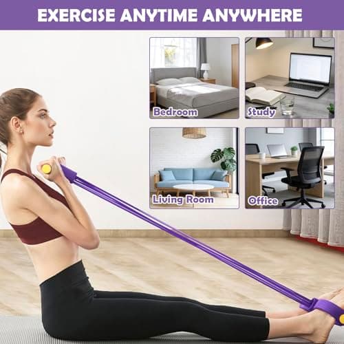 YQQKRCB Multifunctional Resistance Bands with Handles and Pedals, 4/6/8 Tubes, 300% Elasticity Latex Tension Rope for Full Body Workouts, Pilates Auxiliary Exercise Equipment (55lbs)