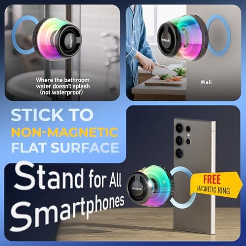 heetipuk Magnetic Bluetooth Speaker, Mini Speaker, Teen Gift Ideas, Loudspeaker with Bass Diaphragm, 5W Internal-Magnet Speaker, 7H Playtime,TWS, RGB Light, TF Card Slot — view 2