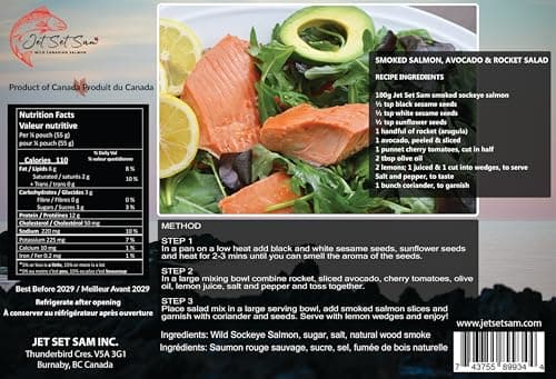 Wild Caught Canadian Pacific Smoked Sockeye Salmon and Pink Salmon Filet 2 Pack Gift All Natural From Vancouver BC
