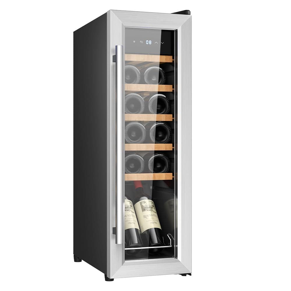 Cecotec Vinoteca 12 Botellas Bolero GrandSommelier 1230 CoolWood Compressor. 32 Litros, Sistema Compresor, Alto Rendimiento, Temperatura Regulable, Luz LED Interior, Control Táctil