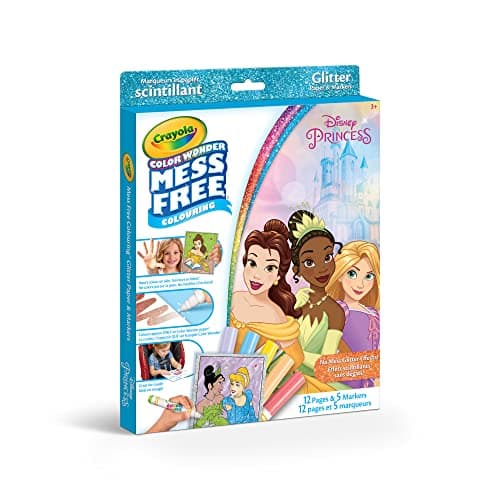 Crayola Color Wonder Glitter Paper, Disney Princess, Mess Free Colouring, Washable, No Mess, (75-2105)