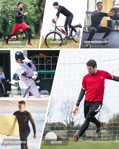 Moozava Men's Compression Shirt Long Sleeve Gym Football Running Gear Base Layer Thermal Fit Undershirt UV Sun Rash Guard Black M — view 5
