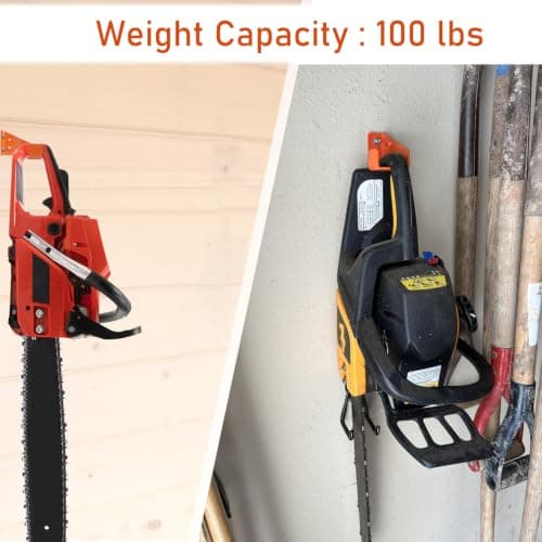 JAWULIJIA Chainsaw Hanger Heavy Duty Chainsaw Holders Organizer Mounted Chainsaw Rack for Garden Garage Chainsaw Wall Mount with Anchors and Screws Kit(1 Pack) — view 4