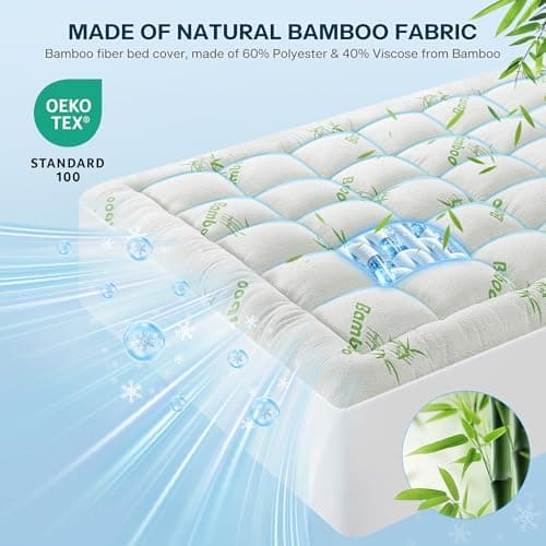 Waterproof Twin Size Mattress Topper Viscose Derived from Bamboo, Extra Thick Mattress Pad for Back Pain, Cooling Mattress Topper with Deep Pocket 8"-21",Green,Twin