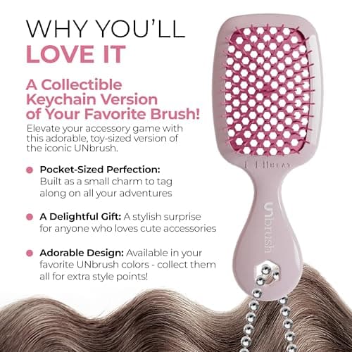 FHI Heat UNbrush Keychain Super Mini Hair Brush — Collectible Miniature Charm for Bags and Keys — Accessory for Beauty Lovers - (Peony)