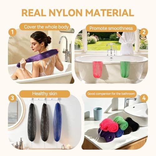 GLOBECARRY African Net Sponge 6Pk Long Multi Color Exfoliating Body Scrub — view 2