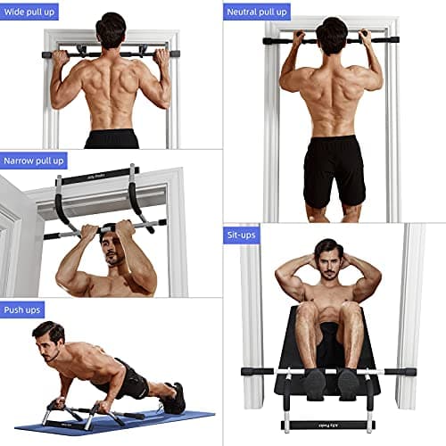 ALLY PEAKS Pull Up Bar Thickened Steel Pipe Super Heavy Duty Steel Frame Upper Workout Bar| Multi-Grip Strength for Doorway | Indoor Chin-Up Bar Fitness Trainer for Home Gym Portable (silver2) — view 5