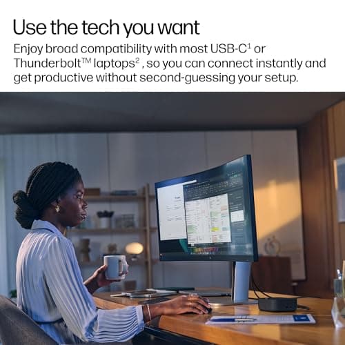 HP USB-C 100W G6 Dock + One Extra USB-C Cable Included, Future-Proof Design with Ambient LED Lighting, On-Screen Notifications, Extra USB-C Ports, HDMI 2.1, 120Hz — view 5