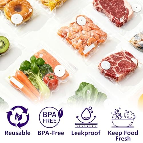 30-Pack XL Large Vacuum Sealer Bags & 2 Bonus Sealing Clips, Compatible with Chef Preserve – BPA-Free (12 x 20 in) Reusable Food Storage Bags for Freezer, Microwave, Sous Vide – Leak-Proof — view 5