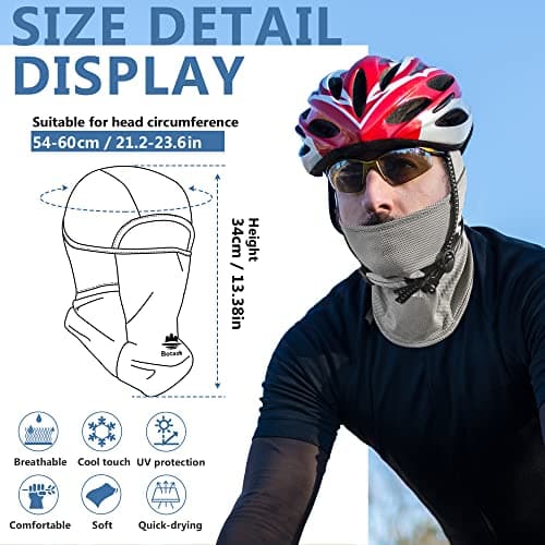 Botack Balaclava Ski Mask, Sun UV Protection Breathable Full Head Face Mask for Men Women Skiing Cycling Grey — view 5