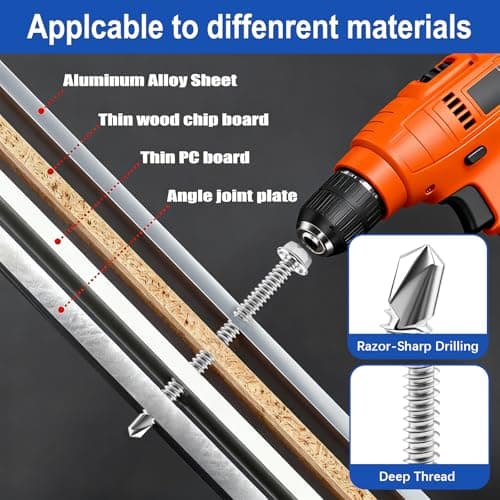 Taiss 300PCS #8#10 Self Tapping Screws for Metal,410 Stainless Steel Hex Washer Head Self Drilling Screws Assortment Kit,Tek Screw with Washer,Metal Sheet Screw for Plastic,Metal,Wood — view 4