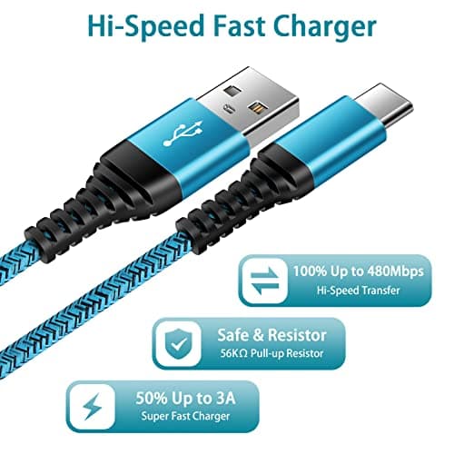 C Charger Cord Fast Charging USB Type C Cable Android Charger Cables 6FT 2Pack for Samsung Galaxy S26 S25 S24 S23 S22 S21 S20 Ultra S20+ Note 20 10 S10 S9 Plus A12 A11 A52 Google Pixel 6 5 4 4a 3a XL — view 3