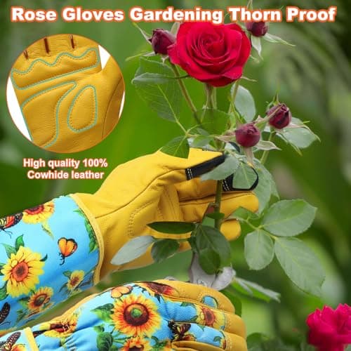 DLY Garden Gloves for Women,Gardening Gloves,Gardening Gift for Lady,Blue,M — view 4