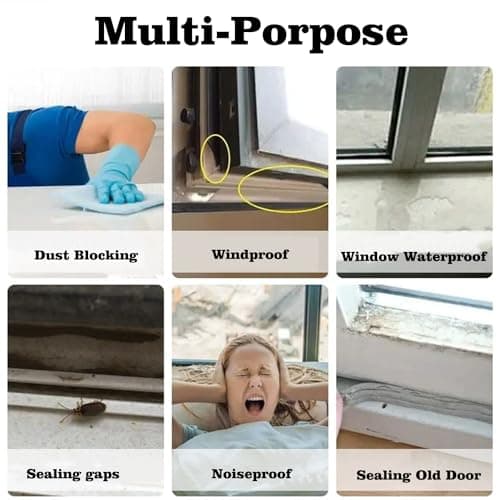 Silicone Seal Weather Stripping Tape 16.5 Feet Strip Bottom Draft Insulation Stopper Tape Weatherproof Soundproof for Door or Window Bathroom Shower Glass Gaps（45mm*5m） — view 5