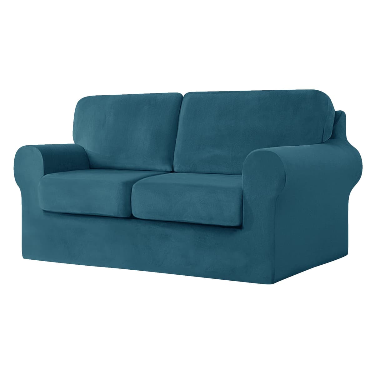 SYLC Sofa Cover with Separate Seat Cushions and Backrests Stretch Velvet Sofa Slipcover Couch Covers Furniture Protector Split Combined (Dark teal,Large 2 Seat Set 5 PCS)