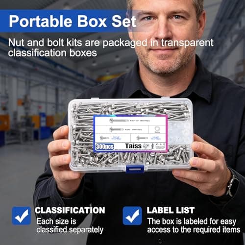 Taiss 300PCS #8#10 Self Tapping Screws for Metal,410 Stainless Steel Hex Washer Head Self Drilling Screws Assortment Kit,Tek Screw with Washer,Metal Sheet Screw for Plastic,Metal,Wood — view 3