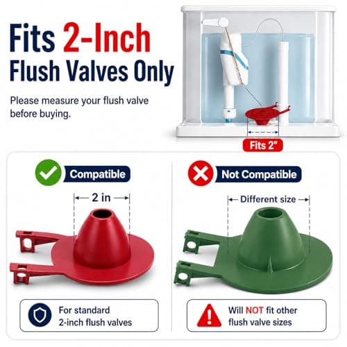 2-Inch Toilet Flapper Replacement Kit, Universal Flush Valve Flapper - Fits Kohler, Toto & American Standard, Water-Saving Rubber with Stainless Steel Chain & Hook, Easy to Install (Red) — view 3