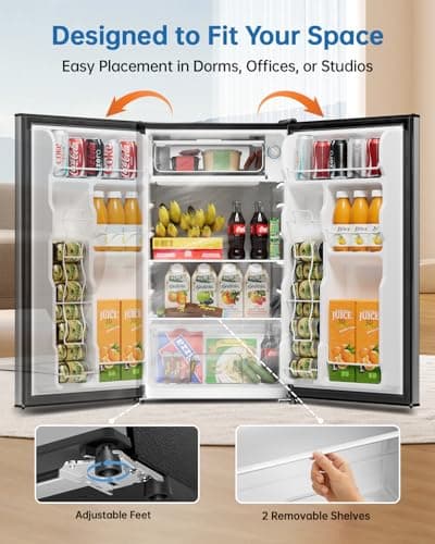 Frostorm 3.2 Cu Ft Mini Fridge with Freezer - Energy Efficient, Large Capacity Single Door Upright Freezer for Bedroom, Office & Dorm | Small Fridge, Reversible Door, ETL Certified(Silver) — view 5
