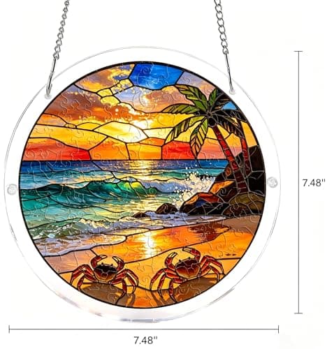 83 Pieces Acrylic Puzzle Suncatcher, Stained Glass Owl Tropical Flower — view 2