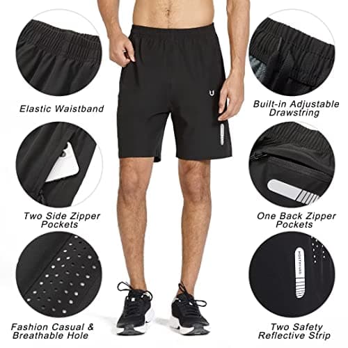 NORTHYARD Men's Athletic Running Shorts Gym Workout 7"/9"/5" Quick Dry Lightweight Sports Basketball Tennis 3 Zipper Pockets Black L — view 3