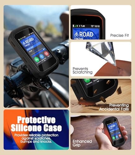 Ermorgen Silicone Case Compatible with Garmin Edge 850/550 + 2 Tempered Glass Screen Protectors, Soft Silicone Cover All-Inclusive Shockproof Protection