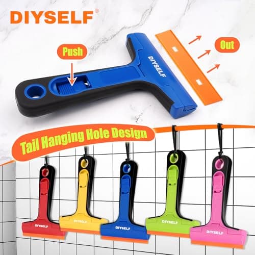 DIYSELF 1 Pack Plastic Razor Blade Scraper with 5 Pcs 4-Inch Plastic Razor Blades, Plastic Scraper Tool for Cleaning, Gasket and Decal Remover for Glass, Stovetop, Labels, Stickers & Paint Removal — view 4