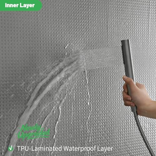 No Hook Waffle Shower Curtain, No Liner Needed Separate, 71x74 Inch, Grey — view 3