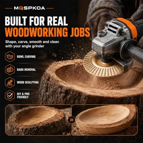 Tungsten Carbide Cutting Wheel, Angle Grinder Polishing Pad, 3PCS Heavy-Duty Wood Carving Disc Set for 4" & 4-1/2" Grinders, Woodworking Attachment for Cutting, Shaping, Sanding(3PCS*Mix) — view 2