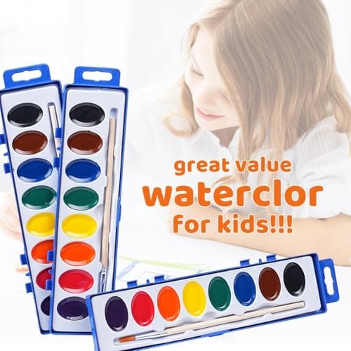 VEESA Washable Watercolorsfor Kids, 5 Pack, 8 Colors with Paint Brush — view 3