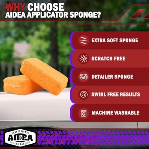 AIDEA Microfiber Applicator Pads-8 Pack, Car Wash Sponge, Orange — view 2