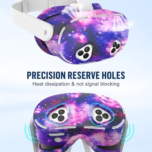 Silicone Cover Set Compatible with Meta Quest 3S Accessories, VR Protector Face Cover, Controller Grips, Front Shell Headset and Lens Protective (Starry Sky Purple)