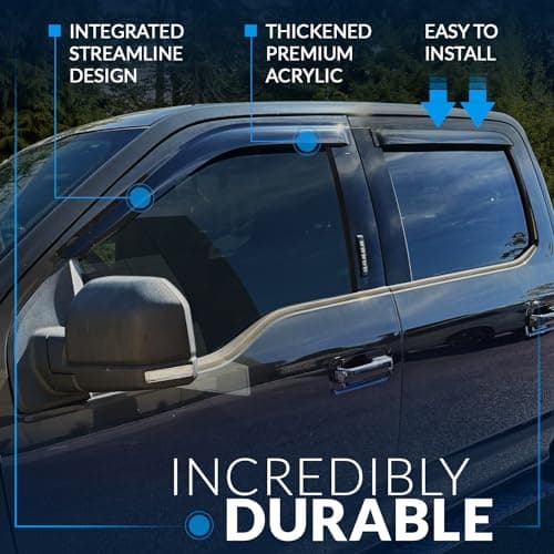 Tuningpros WV-617 Outside Mount Window Visor Deflector Rain Guard Dark Smoke 4-pc Set, Compatible with 2005-2010 Kia Optima — view 3