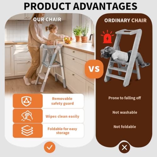 Foldable Toddler Standing Tower, Kitchen Helper Stool for Kids 1.5-6 Years — view 2