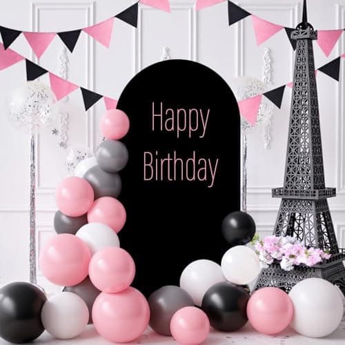 LEBENGURU 7.2FT Arch Backdrop Cover (One Piece Double Color), Black/Red Spandex Fitted Round Top Wedding Arches, U-Shaped Arch Chiara Stand Covers for Birthday Party Baby Shower Balloon Décor — view 3