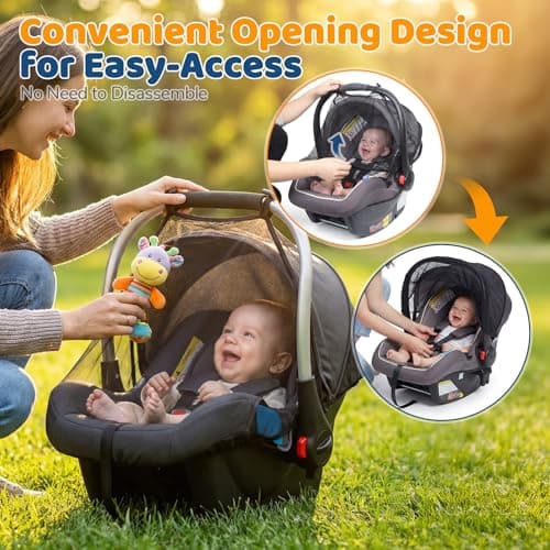 Orzbow 2-Pack Mosquito Net for Car Seat and Doona Stroller, Breathable Baby Mosquito Net for Infant Car Seats, Strollers, Baby Travel, Camping, Summer Essentials, Bug Protection, Black — view 4