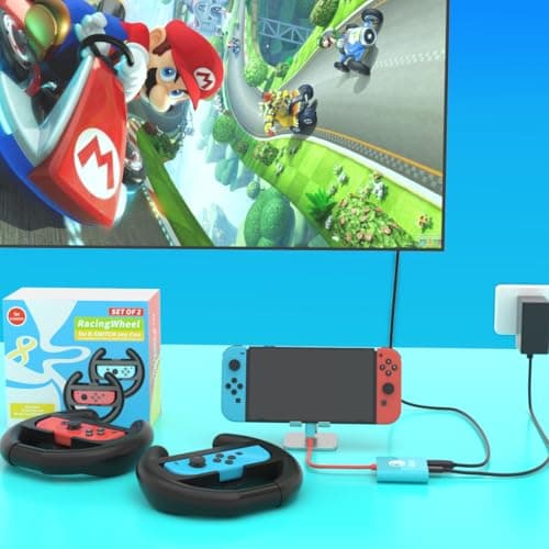 PURBHE Switch Steering Wheel for Nintendo Switch, Racing Wheel to Play Mario Kart 8 Deluxe Compatible with JoyCon, Nintendo Switch 1 Accessories Gift for Mario Kart - 2 Pack Switch Wheels